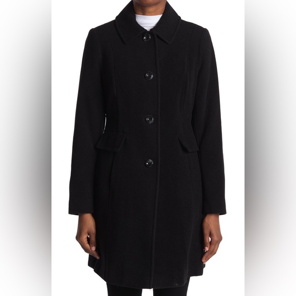 Larry Levine Black and White Flap Faux Pocket Wool Blend Jacket NWT - Picture 4 of 7